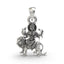 Front view of a 925 silver Durga Maa pendant, showing the goddess sitting majestically on her lion with an oxidized finish.