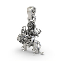 The hollow backside of the Durga Maa sitting on lion 925 silver pendant, showcasing its lightweight design for comfort.