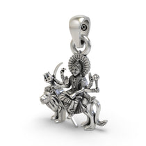 Back view of the lightweight Durga Maa on lion 925 silver pendant, showing the hollow design for comfort.