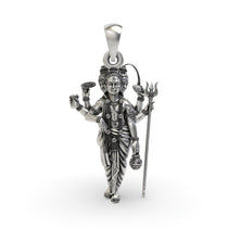 Front view of the handcrafted 925 silver Guru Dattatreya pendant showing the three faces of the Tridev avatar.