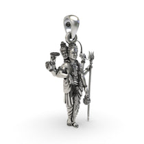 Close-up of the Guru Dattatreya Tridev avatar pendant, showcasing the fine handmade craftsmanship in silver.