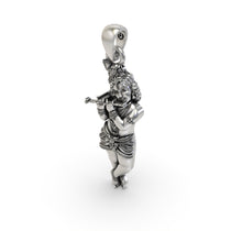 The spiritual 925 silver Krishna pendant displayed, showing its 30mm size and beautiful oxidized texture for daily wear.