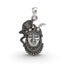 A detailed front view of the handmade 925 silver Shrinathji face pendant with an antique oxidized finish.