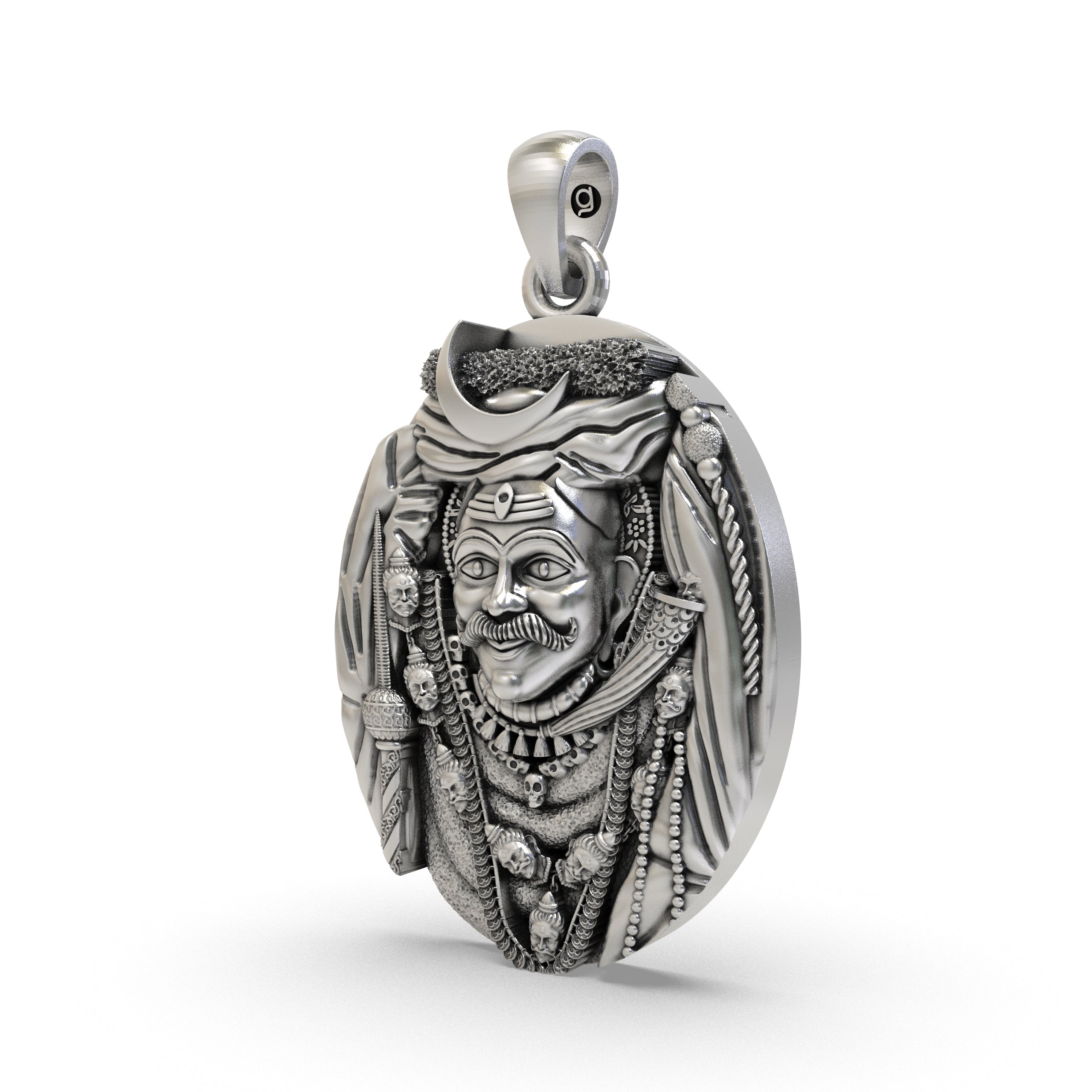 Kashi Kaal Bhairav Pendant 925 Silver | Fierce Form of Lord Shiva | Hindu God Protection Amulet | Bhairavnath Spiritual Locket for Men & Women Secondary image