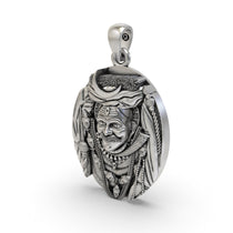 Side profile of the Bhairavnath protection amulet, displaying its dimensions and lightweight hollow back design.
