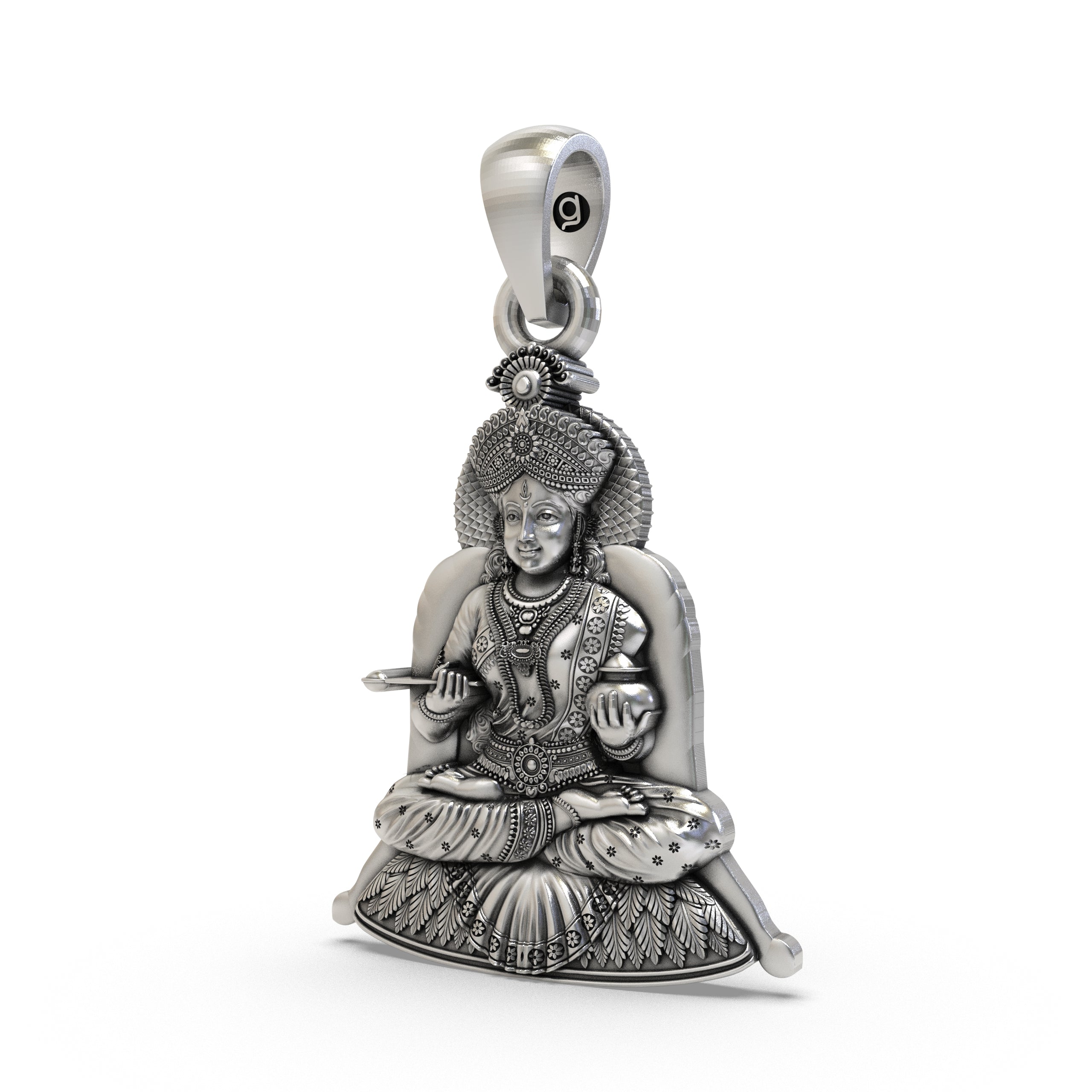 Annapurna Devi Pendant 925 Silver | Goddess of Nourishment | Hindu Devi Maa Locket | Spiritual Annapoorna Necklace for Men & Women | Indian Religious Jewelry Secondary image