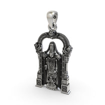 The Tirupati Balaji and Laxmi silver pendant shown with its hollow back design for comfortable, lightweight wear.