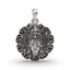 Front view of a square 925 silver Buddha face pendant featuring a serene expression and a classic oxidized finish.