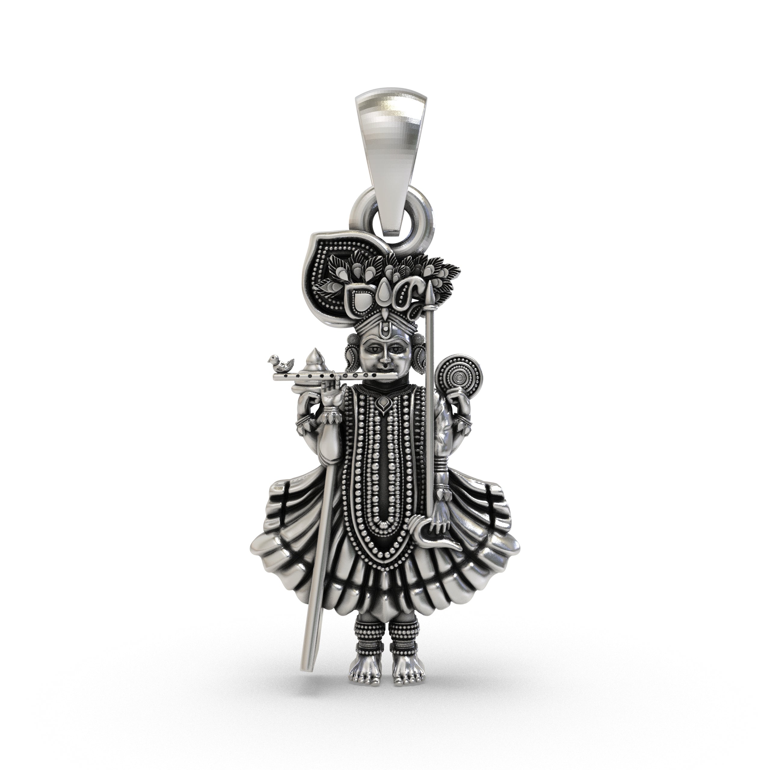 Front view of the 925 silver Shri Ranchhodraiji Maharaj pendant, showing the deity’s serene face and sacred tilak.