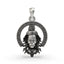 Front view of a detailed 925 silver Hanumanji face pendant with a classic oxidized finish for a bold, spiritual look.