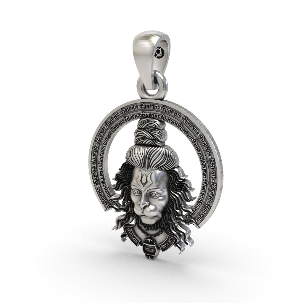 The 925 silver Bajrangbali locket for men and women, shown in full to display its size and sacred design details.
