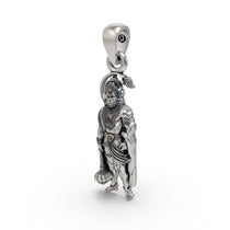 Side view of the lightweight 925 silver Hanumanji pendant, displaying the hollow back design for comfort.
