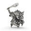 Front view of the fierce Kalimaa face pendant in 925 oxidized silver, showcasing intricate divine details.