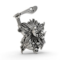 Close-up detail of the handcrafted 925 sterling silver Kalimaa pendant with its antique oxidized finish.