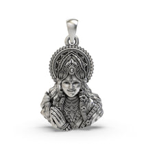 Front view of the handcrafted 925 silver Krishna face pendant showing serene facial details and an oxidized finish.