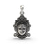 Front view of the 925 silver Lakshmi Maa face pendant showcasing the intricate details of the Hindu goddess of wealth.