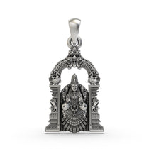 Front view of the 925 silver Padmavathi Devi pendant showing intricate South Indian temple style craftsmanship.