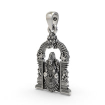 Side profile of the lightweight 925 silver Padmavathi Devi pendant, showing its hollow back design for comfort.