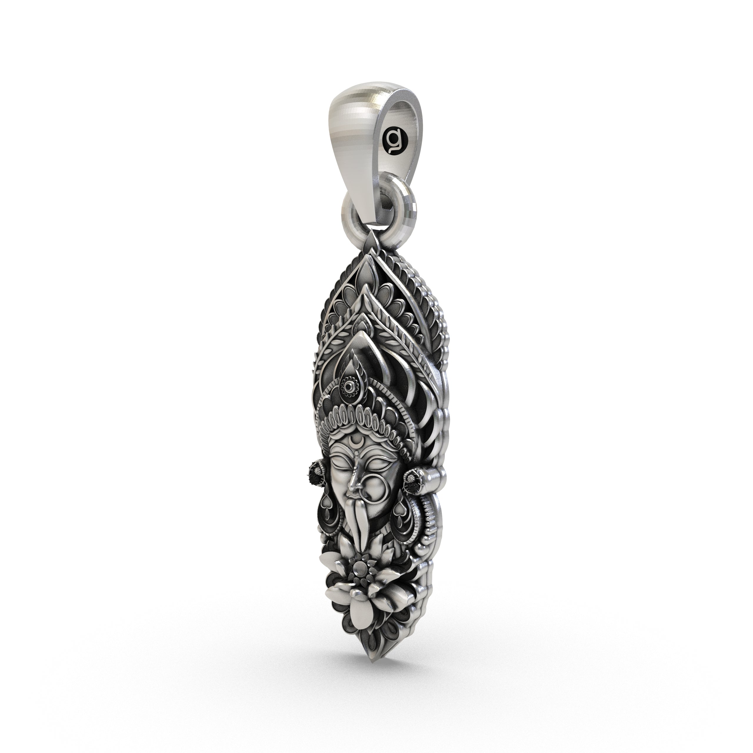 925 Silver Kalimaa Face Pendant | Fierce Goddess Kali Pendant for Power & Protection | Handmade Hindu Spiritual Jewelry Secondary image