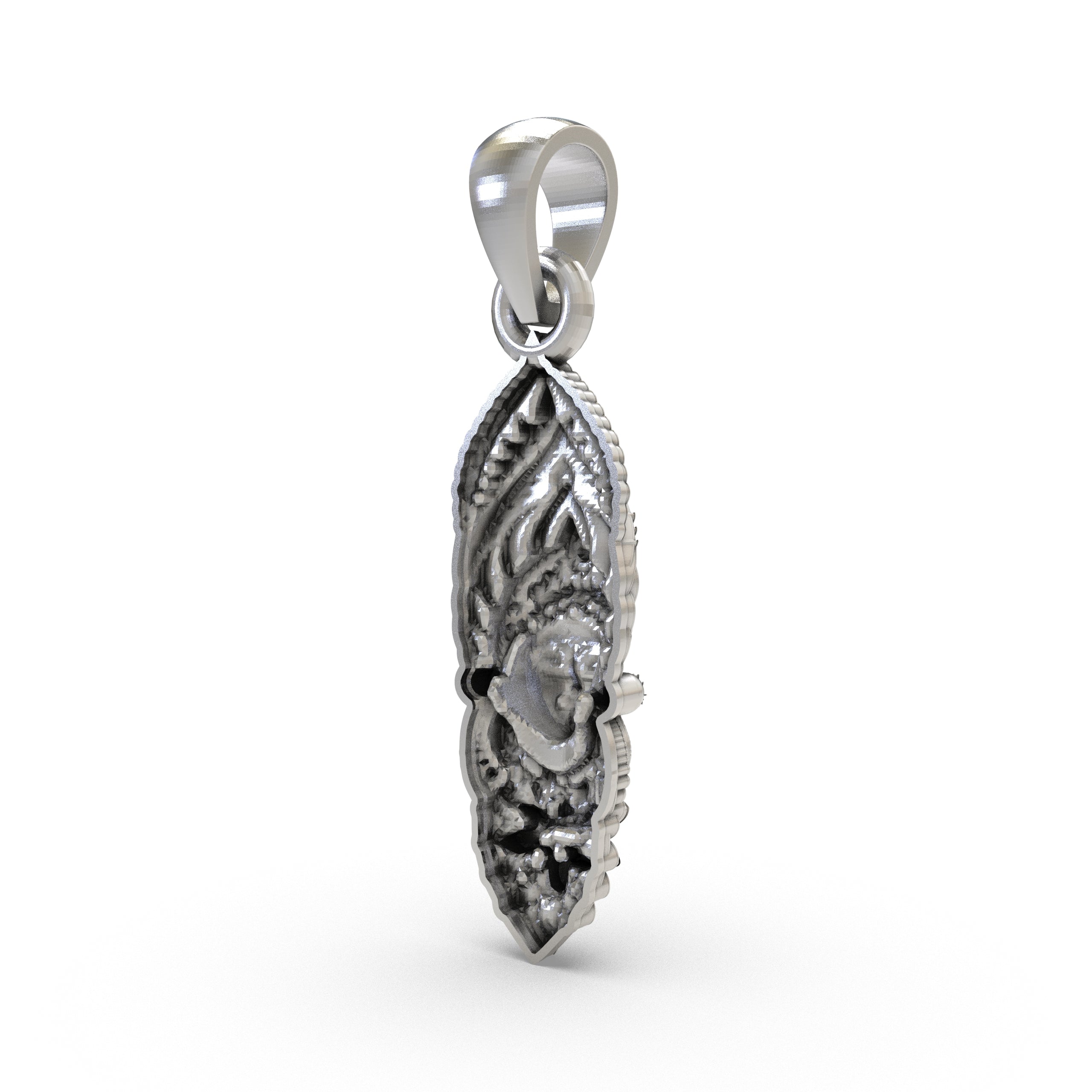 A 925 Silver Kalimaa Face Pendant for power, showing its hollow back design for lightweight, comfortable daily wear.