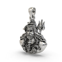 Side profile of the Bholenath Mahadev pendant in 925 sterling silver, highlighting the intricate handmade details.