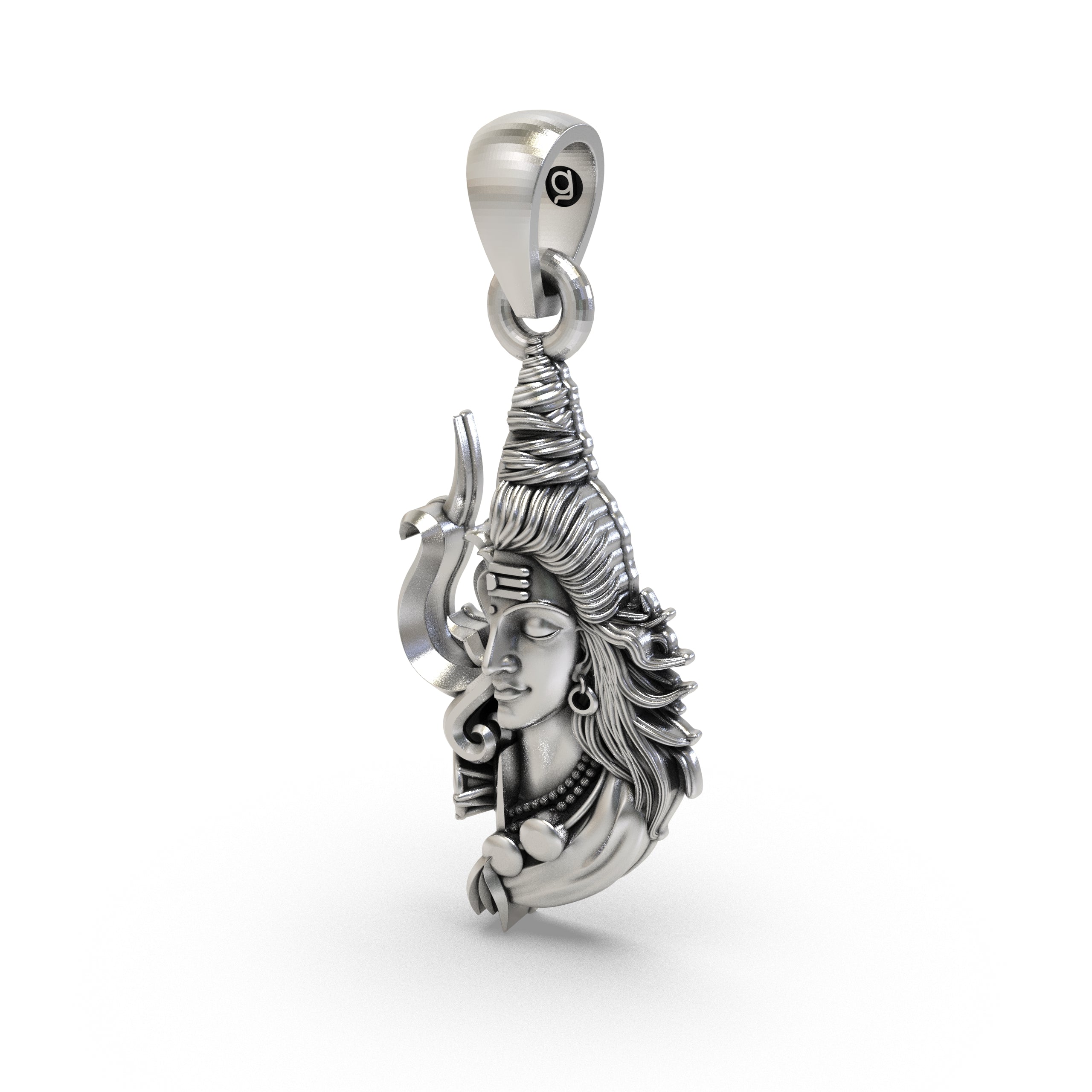 Backside view of the lightweight 925 silver Shiva Trishul pendant with its hollow design for comfortable daily wear.