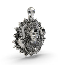 Backside view of the lightweight 925 silver Murugan pendant, showing the hollow construction for comfortable wear.