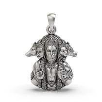 Front view of the 925 silver Panchmukhi Hanumanji pendant showing the five divine faces and intricate details.