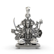 Front view of the 925 silver Sitting Panchmukhi Hanuman pendant, showing the intricate five-faced design.