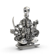 Close-up detail of the Sitting Panchmukhi Hanuman pendant in 925 silver, showcasing its antique oxidized finish.