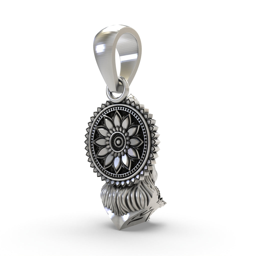 The back view of the 925 silver Hanumanji pendant, illustrating its lightweight hollow design for daily comfort.