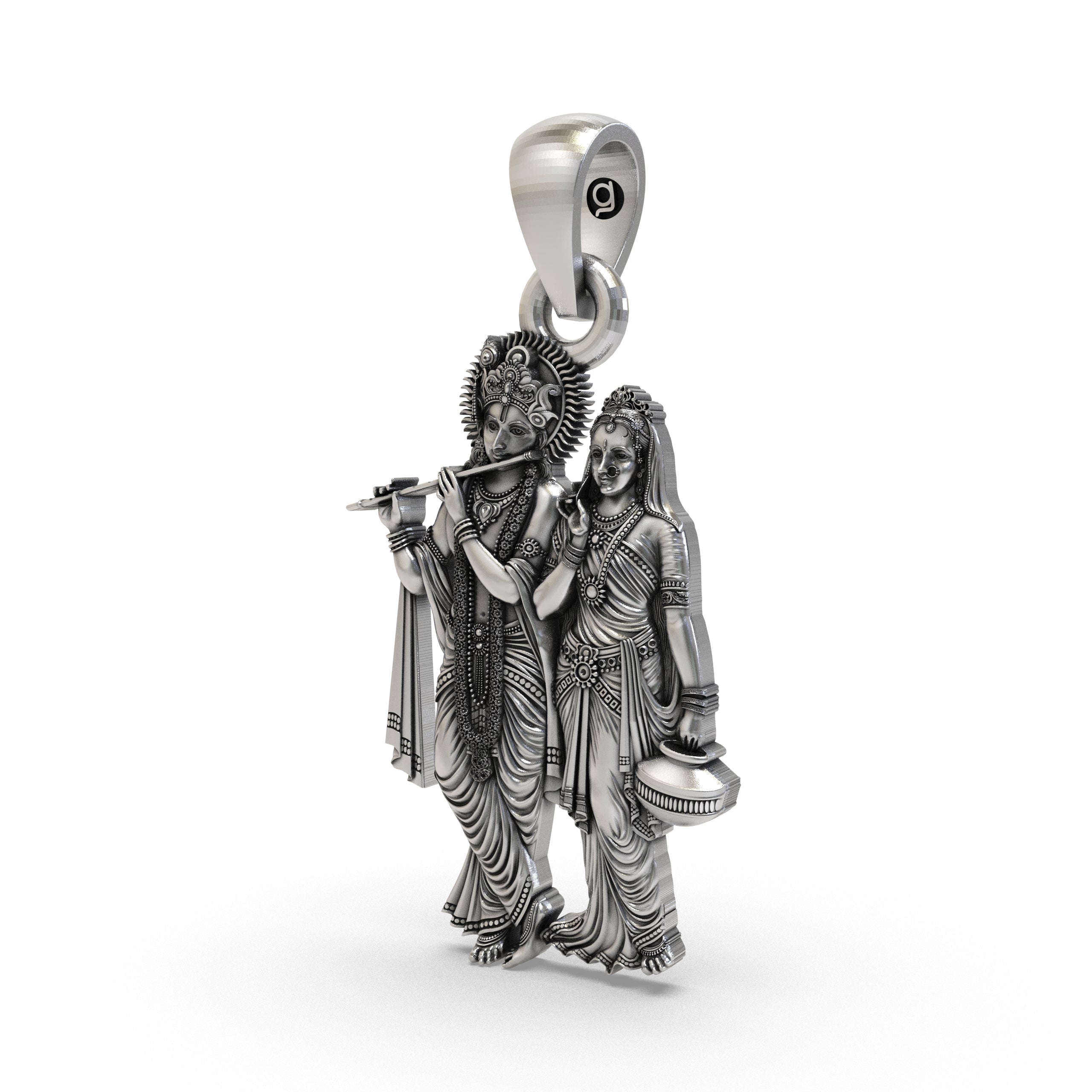 925 Silver Radha Krishna Pendant - Divine Love & Devotion Jewelry for Spiritual Blessings Secondary image