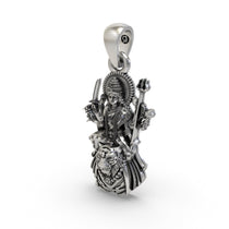 A 925 silver Durga Maa pendant with a hollow back design for lightweight comfort and daily spiritual wear.
