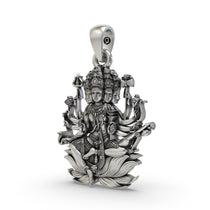 Close-up detail of the 925 Silver Panchmukhi Shiva Pendant, showing the antique oxidized finish on the sacred design.