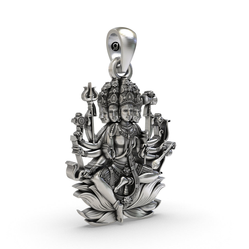 Side view of the 925 Silver Panchmukhi Shiva Pendant, revealing its lightweight hollow-back craftsmanship for comfortable