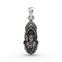 Front view of the intricately detailed 925 Silver Mahadev Pendant, showing the powerful face of Lord Shiva.