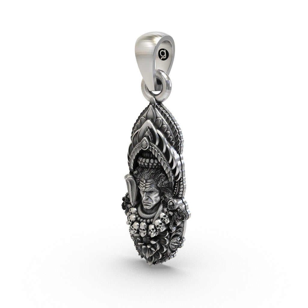 The lightweight 925 Silver Mahadev Pendant showing its hollow back design for comfortable daily spiritual wear.