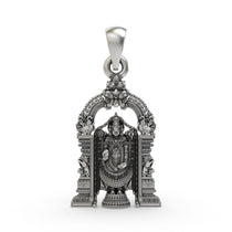 Front view of the 925 silver Tirupati Balaji pendant showing the detailed face of Lord Venkateswara with an oxidized finish.
