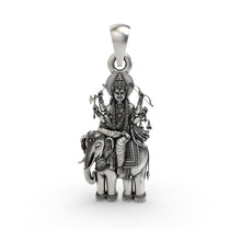 Front view of the intricately designed 925 Silver Brihaspati Pendant with a deep oxidized finish, showing the Guru Graha
