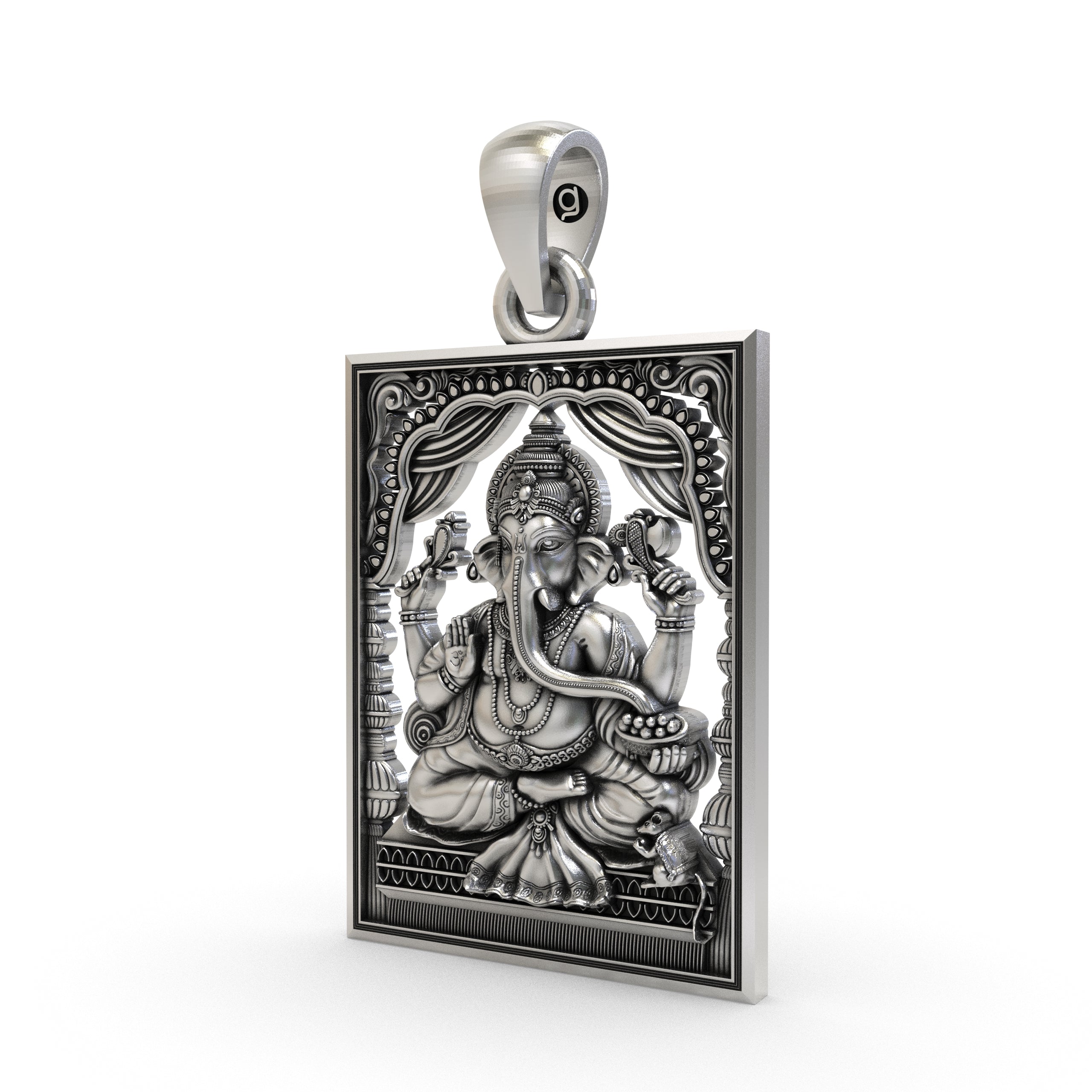 925 Silver Ganesh Ji Frame Pendant. Secondary image