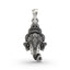 Front view of a detailed 925 sterling silver Ganesh face pendant with an antique oxidized finish for men and women.