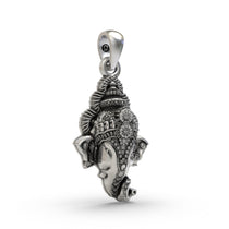 A 925 silver Ganpati pendant on a chain, showcasing the spiritual Hindu god jewelry's size and look when worn.