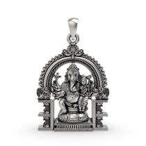 Front view of the handcrafted 925 Silver Vallabha Ganapathi Pendant, showcasing its intricate tantric Ganesha design.