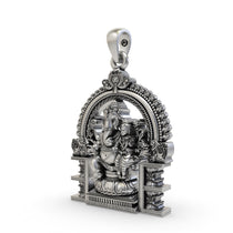 Angled side view of the 925 Silver Vallabha Ganapathi Pendant, highlighting the depth of the oxidized finish.
