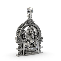 Close-up detail on the rare tantric form of the 925 Silver Vallabha Ganapathi Pendant showing fine craftsmanship.