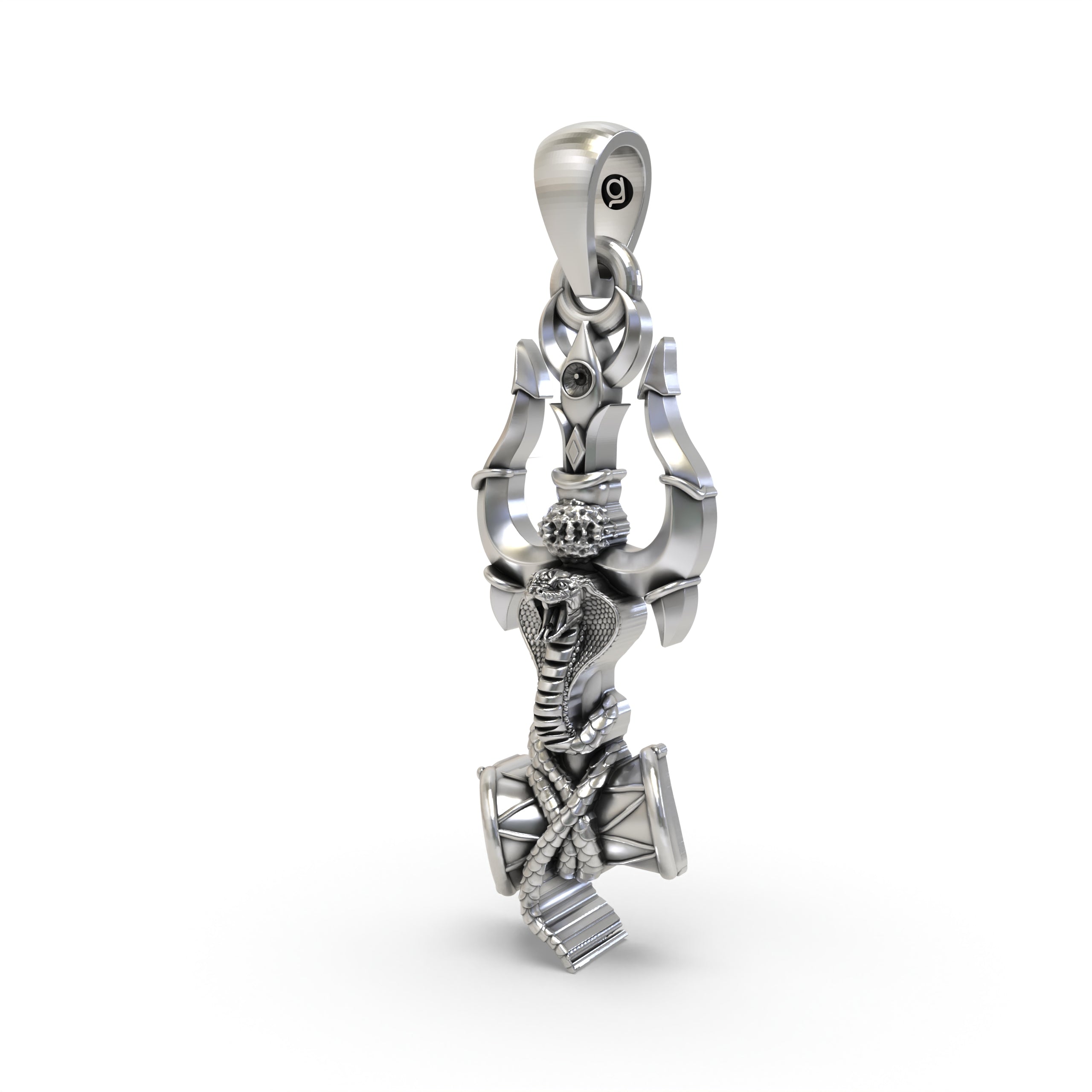925 Silver Trishul Pendant with Damru and Snake – Hindu God Symbol for Power, Protection & Spirituality Secondary image