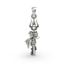 Front view of the 925 silver Trishul pendant with a Shiva Hand symbol, showcasing its detailed oxidized finish.