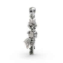 Angled profile of the oxidized 925 silver Shiva Trishul pendant, revealing its 35mm height and lightweight structure.