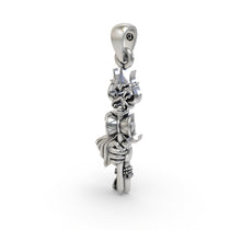 Alankar's 925 silver Trishul and Shiva Hand pendant for divine protection, worn on a chain to show its size and style.