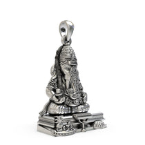 Close-up detail of the Pillayarpatti Karpaga Ganesha pendant, highlighting the antique oxidized texture on 925 silver.